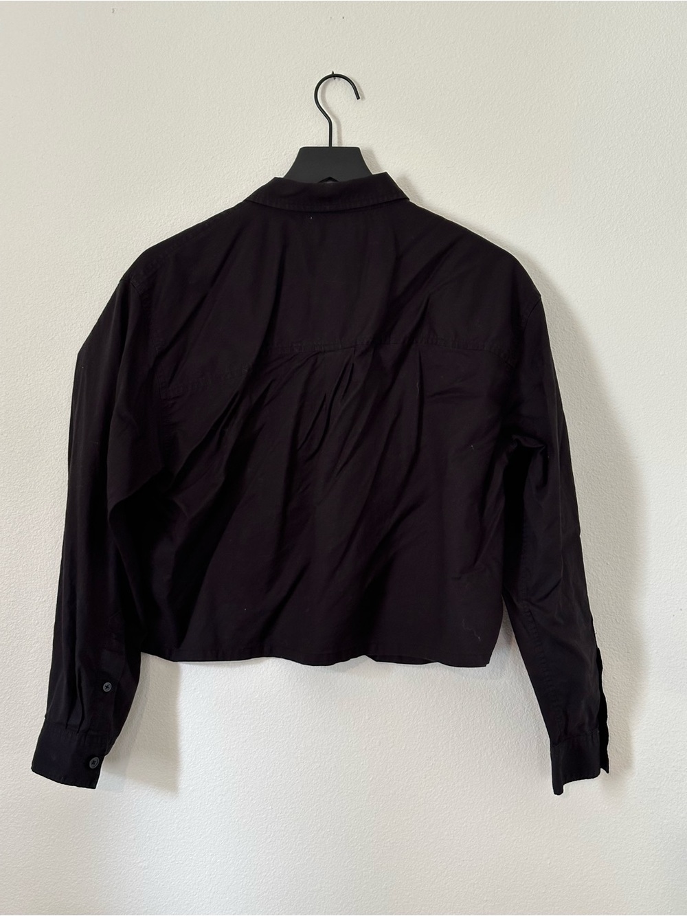 Everlane 100% Cotton Cropped Black Button-Up Shirt - Picture 2 of 6